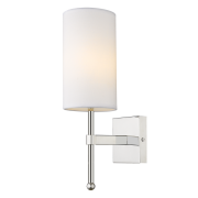 LAMPA ŚCIENNA Kinkiet DENVER W01987WH NI ELEGANCKI Z NIKLOWANYM KORPUSEM I TRADYCYJNYM BIAŁYM ABAŻUREM COSMO LIGHT 
