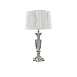 Lampa stołowa KATE-3 TL1 ROUND BIAŁY Ideal Lux  122878 posiada lekki korpus z przezroczystych elementów kryształowych podwójne klosze w wersji okrągłej