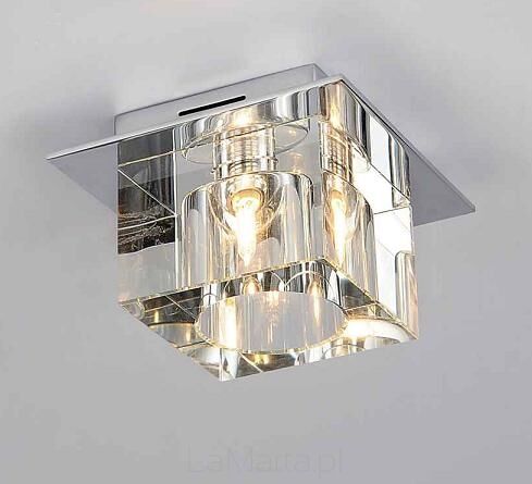 Lampa sufitowa ROCCO ORLICKI DESIGN kostka ze szkła kryształowego metalowe elementy w chromie