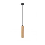 LAMPA  WISZĄCA LINO DREWNIANA TUBA NA CZARNEJ PODSUFITCE PROSTA ELEGANCKA SL.0636 SOLLUX - 3