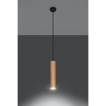 LAMPA  WISZĄCA LINO DREWNIANA TUBA NA CZARNEJ PODSUFITCE PROSTA ELEGANCKA SL.0636 SOLLUX - 4