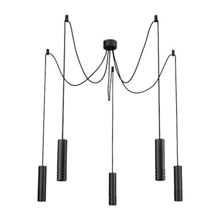Lampa wisząca Azzardo LOCUS L Pendant 5 AZ3405 5 kloszy w kształcie tuby z marszczeniem podwieszone na linkach kolor czarny