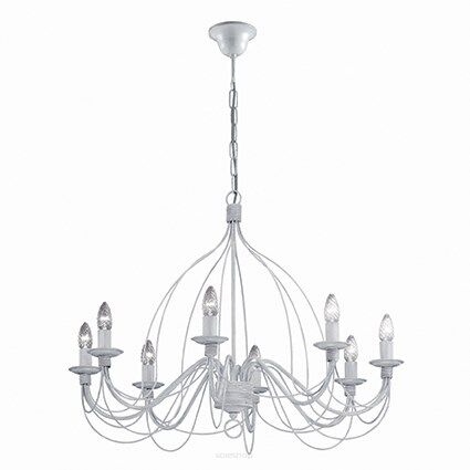 Lampa wisząca Corte SP8 BIANCO ANTICO Ideal Lux  005898 z ręcznie modelowanego metalu w kolorze antycznej bieli w stylu pałacowym