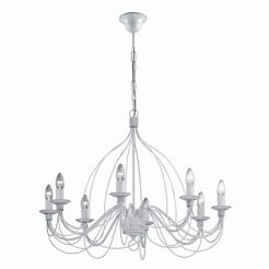 Lampa wisząca Corte SP8 BIANCO ANTICO Ideal Lux  005898 z ręcznie modelowanego metalu w kolorze antycznej bieli w stylu pałacowym