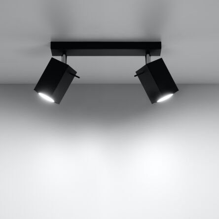 Designerska lampa sufitowa listwa MERIDA 2 czarny SL.0100 SOLLUX LIGHTING nowoczesne klosze prostokątne