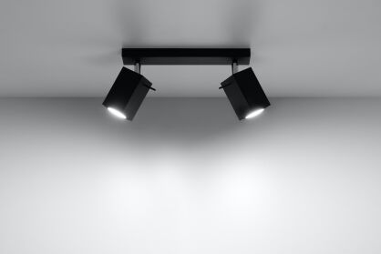 Designerska lampa sufitowa listwa MERIDA 2 czarny SL.0100 SOLLUX LIGHTING nowoczesne klosze prostokątne