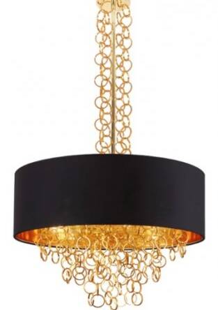 Lampa wisząca Crown Maxlight P0293 elegancka wykonana z metalu o złotym zabarwieniu oraz czarnego abażura ze złotym wnętrzem 