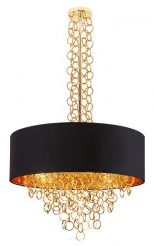 Lampa wisząca Crown Maxlight P0293 elegancka wykonana z metalu o złotym zabarwieniu oraz czarnego abażura ze złotym wnętrzem 