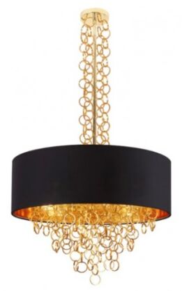 Lampa wisząca Crown Maxlight P0293 elegancka wykonana z metalu o złotym zabarwieniu oraz czarnego abażura ze złotym wnętrzem 