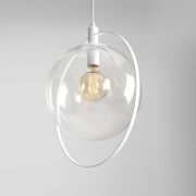 Lampa wisząca AURA WHITE szklana transparentna kula z białym wykończeniem ALDEX 1065G