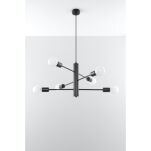 Lampa wisząca DUOMO 6 SL.0305 Sollux stylowa lampa  wykonana ze stali malowanej proszkowo w kolorze czarnym 6 źródeł światłą - 2