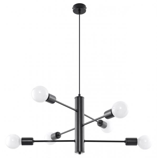 Lampa wisząca DUOMO 6 SL.0305 Sollux stylowa lampa  wykonana ze stali malowanej proszkowo w kolorze czarnym 6 źródeł światłą