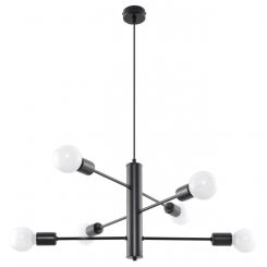 Lampa wisząca DUOMO 6 SL.0305 Sollux stylowa lampa  wykonana ze stali malowanej proszkowo w kolorze czarnym 6 źródeł światłą