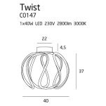 Plafon TWIST C0147 MAXlight Stylowy nieszablonowy fantazyjna forma LED  - 3