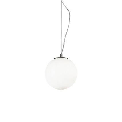 Lampa wisząca Mapa Bianco SP1 D20 Ideal Lux  009148  Klosz jest w kształcie kuli z białego trawionego, dmuchanego szkła