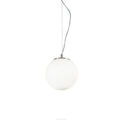 Lampa wisząca Mapa Bianco SP1 D20 Ideal Lux  009148  Klosz jest w kształcie kuli z białego trawionego, dmuchanego szkła