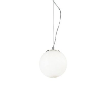 Lampa wisząca Mapa Bianco SP1 D20 Ideal Lux  009148  Klosz jest w kształcie kuli z białego trawionego, dmuchanego szkła