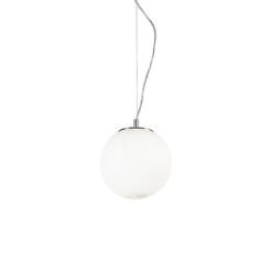Lampa wisząca Mapa Bianco SP1 D20 Ideal Lux  009148  Klosz jest w kształcie kuli z białego trawionego, dmuchanego szkła