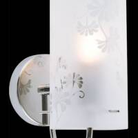 Kinkiet Sense MBM1673-1 Italux  nowoczesna lampa wykończenie w kolorze chromu klosz w kształcie tuby ze szkła z dekoracyjnymi motywami kwiatowymi