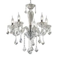 Lampa wisząca Tiepolo SP5 Ideal Lux  034713  z ręcznie dmuchanego szkła z chromowanymi metalowymi detalami kryształowe zawieszki