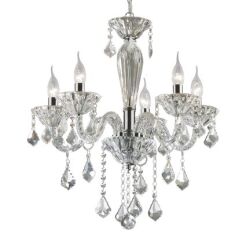 Lampa wisząca Tiepolo SP5 Ideal Lux  034713  z ręcznie dmuchanego szkła z chromowanymi metalowymi detalami kryształowe zawieszki