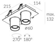 Lampa wpuszczana Auro Base 60x2 WP Labra  4.1167 prostokątna podstawa tuby dwie techniczne regulowane wystające LED różne kolory wykończenia - 3