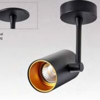 KINKIET ZUMA LINE TORI SL 1 BK Z ALUMINIUM MA KOLOR CZARNY REFLEKTOR GU10 W KSZTAŁCIE TUBY ZŁOTY ODBŁYŚNIK