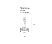 Lampa wisząca Diamante P0236 Maxlight okrągła pałacowa kryształ 38 cm średnicy  - 2