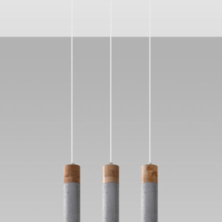 Lampa wisząca ZANE 3 SL.0967 Sollux Lighting tuby z drewna i betonu 3xGU10
