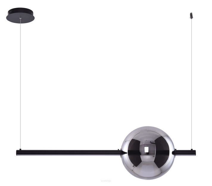 Lampa wisząca SANDRA 1 dimm AZ3351 Poprzeczna listwa lampa jest w stylu nowoczesnym czarna led  90 długości szklane klosze kule