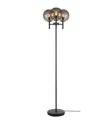 Lampa podłogowa CROWN 107947 Markslojd 3 dymione klosze czarny korpus włącznik ściemniacz 