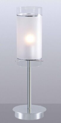 Lampa stołowa Vigo  MTM1560/1 Italux  nowoczesna lampa wykończenie w kolorze chromu klosz w kształcie tuby ze szkła mlecznego i transparentnego