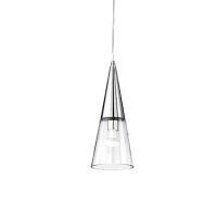 Lampa wisząca Cono SP1 Ideal Lux  017440  metalowa oprawa klosz w kształcie stożka o przezroczysto-metalowym wykończeniu chromowanym