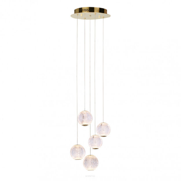 Lampa wisząca Rosario PND-12220121-5A-GD Nowoczesna złota transparentne kule