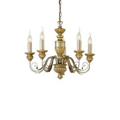 Lampa wisząca Dora SP5 Ideal Lux  020822 korpus wykonany z żywicy z ręcznie modelowanymi metalowymi ramionami dekoracje w kolorze antycznego złota