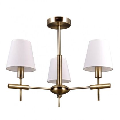 Lampa sufitowa Balter  ITALUX MD38482-3 lampao surowym klasycznym wykończeniu posiada klosze z białej tkaniny metalowe elementy mają złoty kolor