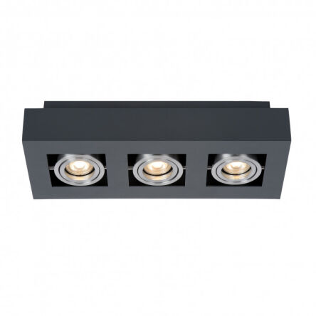 Lampa sufitowa CASEMIRO IT8002S3-BK/AL Italux POTRÓJNA NATYNKOWA ALUMINIUM / CZARNA  WYKONANA Z METALU I ALUMINIUM GU10