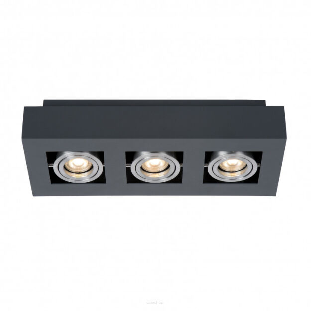 Lampa sufitowa CASEMIRO IT8002S3-BK/AL Italux POTRÓJNA NATYNKOWA ALUMINIUM / CZARNA  WYKONANA Z METALU I ALUMINIUM GU10