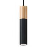 LAMPA  WISZĄCA PABLO CZARNA TUBA Z DREWNIANYM AKCENTEM PROSTA IDEALNA DO SALONU SL.0631 SOLLUX - 2
