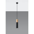 LAMPA  WISZĄCA PABLO CZARNA TUBA Z DREWNIANYM AKCENTEM PROSTA IDEALNA DO SALONU SL.0631 SOLLUX - 4