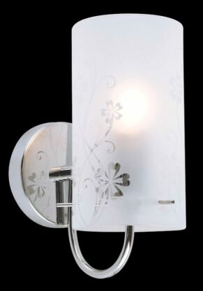 Kinkiet Valve MBM1672/1  Italux  nowoczesna lampa wykończenie w kolorze chromu klosz w kształcie tuby ze szkła z dekoracyjnym motywem kwiatowym