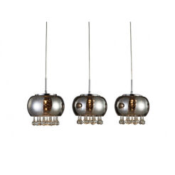 Lampa wisząca BURN 3 LINE  AZzardo AZ2454 szklany chromowany klosz z wyłaniającymi się kryształkami 3 klosze na listwie