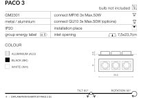 Lampa sufitowa wpuszczana nowoczesna biały Paco 3 AZzardo GM2301 WH, AZ0802 - 2
