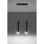 Lampa wisząca LAGOS 2 SL.0328 wiszaca w kolorze czarnym dwie tuby umieszczone na podsufitce w kształcie listwy idealna do jadalni - 2
