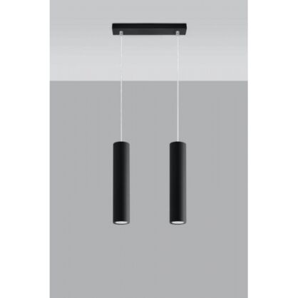 Lampa wisząca LAGOS 2 SL.0328 wiszaca w kolorze czarnym dwie tuby umieszczone na podsufitce w kształcie listwy idealna do jadalni