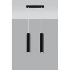 Lampa wisząca LAGOS 2 SL.0328 wiszaca w kolorze czarnym dwie tuby umieszczone na podsufitce w kształcie listwy idealna do jadalni