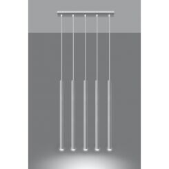 LAMPA WISZĄCA PASTELO 5 Biała Rura Walec Led SOLLUX  Lampa Ścienna NOWOCZESNY stal  SL.0468 metalowa lampa 