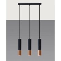 Lampa wisząca LOOPEZ SL.0948 Sollux 3x GU10 czarna miedź listwa