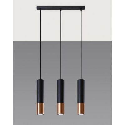 Lampa wisząca LOOPEZ SL.0948 Sollux 3x GU10 czarna miedź listwa