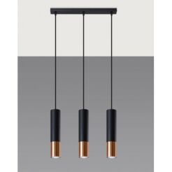 Lampa wisząca LOOPEZ SL.0948 Sollux 3x GU10 czarna miedź listwa